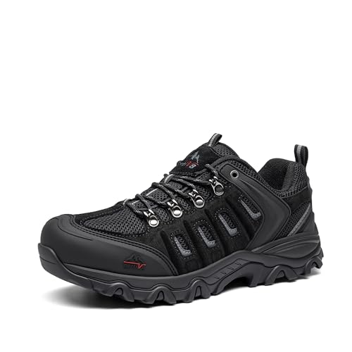 NORTIV 8 Herren wasserdichte Wanderschuhe Low Top Leichte Outdoor Trekking Camping Trail Wanderschuhe,Size 41.5W,Schwarz/Grau,QUEST-1-W von NORTIV 8