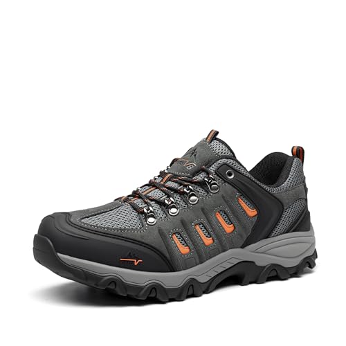 NORTIV 8 Herren wasserdichte Wanderschuhe Low Top Leichte Outdoor Trekking Camping Trail Wanderschuhe,Size 46W,Schwarz/Dunkel/Grau/Orange,QUEST-1-W von NORTIV 8