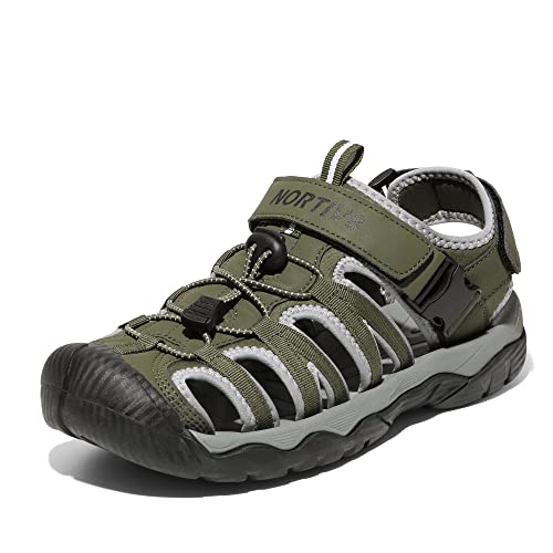 NORTIV 8 Sandalen Herren lässige Strandsandalen Wandersandale Trekkingsandalen Sommer Freizeitschuhe Outdoorschuhe Wasser Atmungsaktive Sandale,Size 39.5,Army Green,SNAS222M von NORTIV 8
