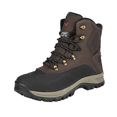 NORTIV 8 Winterschuhe Herren Warme Gefüttert Winterstiefel Wasserdicht Rutschfest Schneestiefel Outdoor Winterboots Trekking Wanderschuhe,Size 39.5,Dunkelbraunes Schwarz 180411,180411 von NORTIV 8