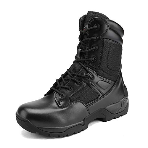 NORTIV 8 Herren Militärstiefel Einsatzstiefel mit Reißverschluss Taktische Boot Security Stiefel Kampfstiefel Springerstiefel Armee Outdoor Trekking Schuhe,Size 47,Schwarz R,RESPONSE von NORTIV 8