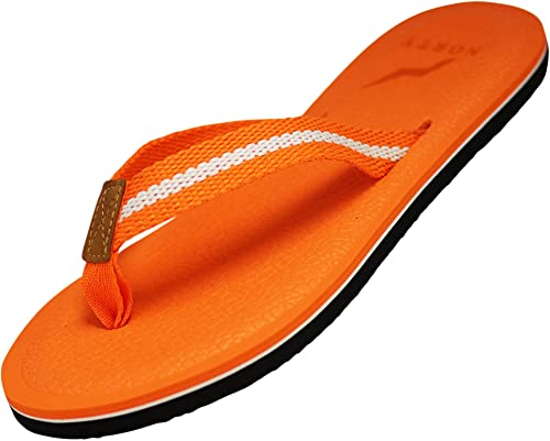 NORTY Damen Flip Flops - Bequeme Strandsandalen, Orange/Abendrot im Zickzackmuster (Sunset Chevron), 38 EU von NORTY