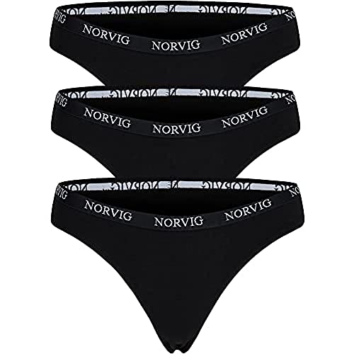 NORVIG Damen Norvig 3-pack Black G String Panties, Schwarz, XL EU von NORVIG