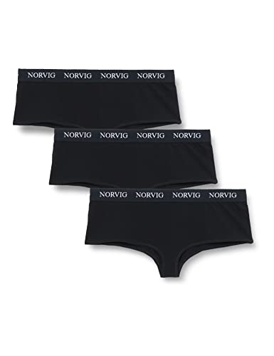 NORVIG Damen Norvig 3-pack Black Hipster Panties, Schwarz, XXL EU von NORVIG