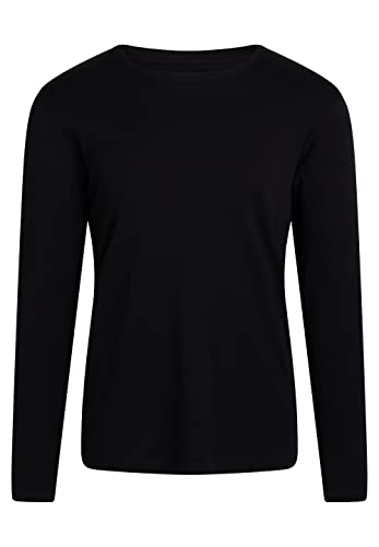 NORVIG Men's O-Neck L/S, Rib Cotton, Black T-Shirt, 3XL von NORVIG