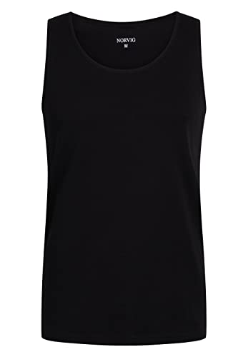 NORVIG Men's Tank Top, Rib Cotton Black Undershirt, L von NORVIG