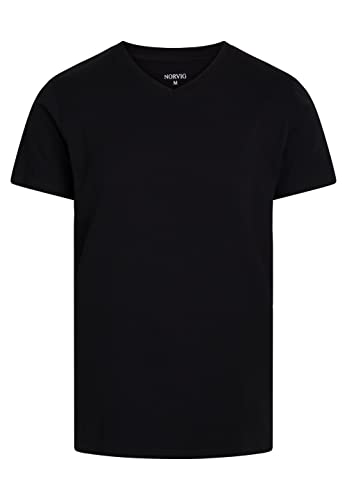 NORVIG Men's V-Neck S/S Black T-Shirt, 3XL von NORVIG