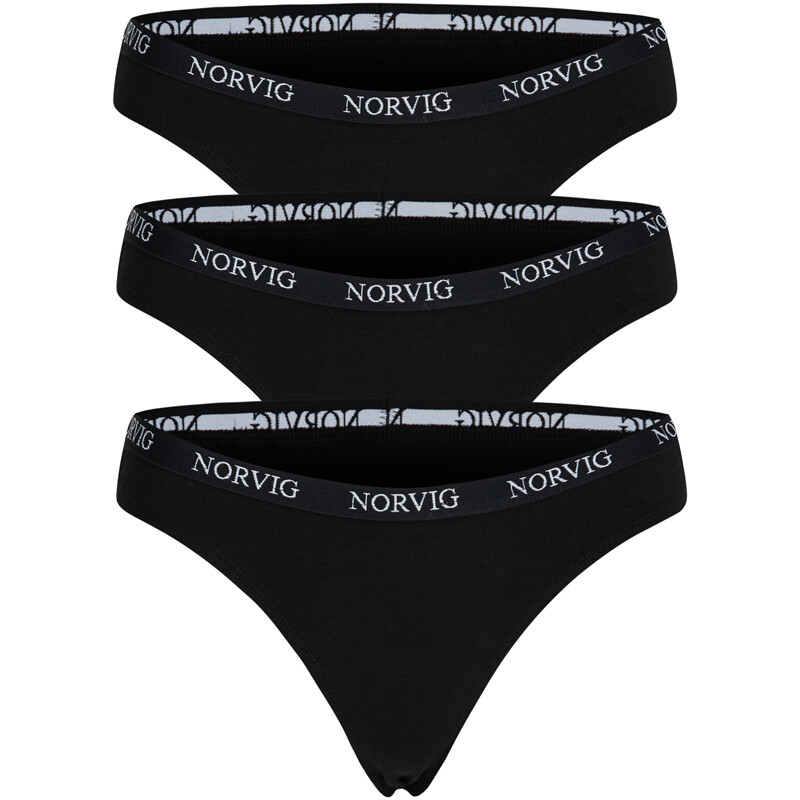 Norvig 3-pack String Slip, Farbe: Schwarz, Größe: M, Damen von NORVIG