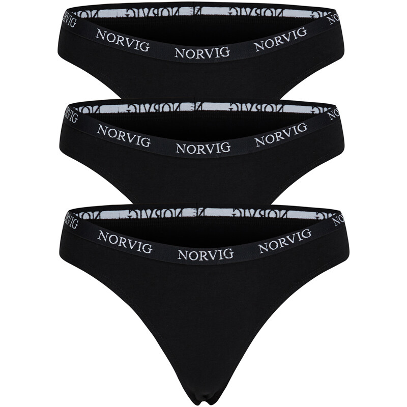 Norvig 3-pack String Slip, Farbe: Schwarz, Größe: XS, Damen von NORVIG