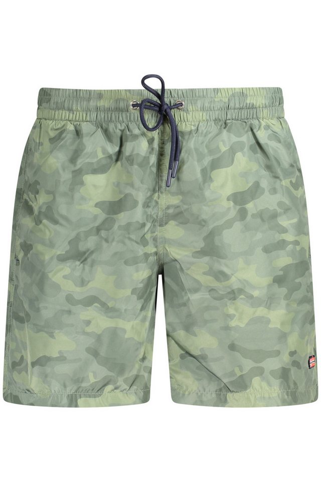 NORWAY 1963 Badeshorts Stilvolle grüne Herren Badeboxer mit Muster und praktischen Taschen von NORWAY 1963