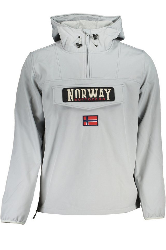 NORWAY 1963 Outdoorjacke Graue Herren Softshell-Sportjacke mit Kapuze und Reißverschlusstasche von NORWAY 1963