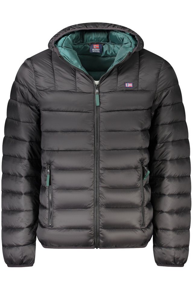 NORWAY 1963 Outdoorjacke Herrenjacke Schwarz mit Kapuze - Kontrastdetails in Grün, Reißversch von NORWAY 1963