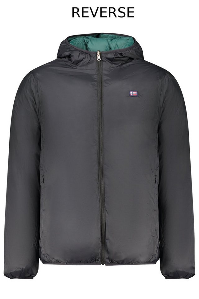 NORWAY 1963 Outdoorjacke Wendbare Herrenjacke mit Kapuze und Applikation in Schwarz von NORWAY 1963