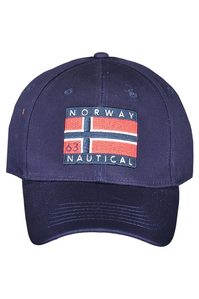 NORWAY 1963 Strickmütze Blauer Herrenhut mit verstellbarem Riemen und Logo-Applikation von NORWAY 1963