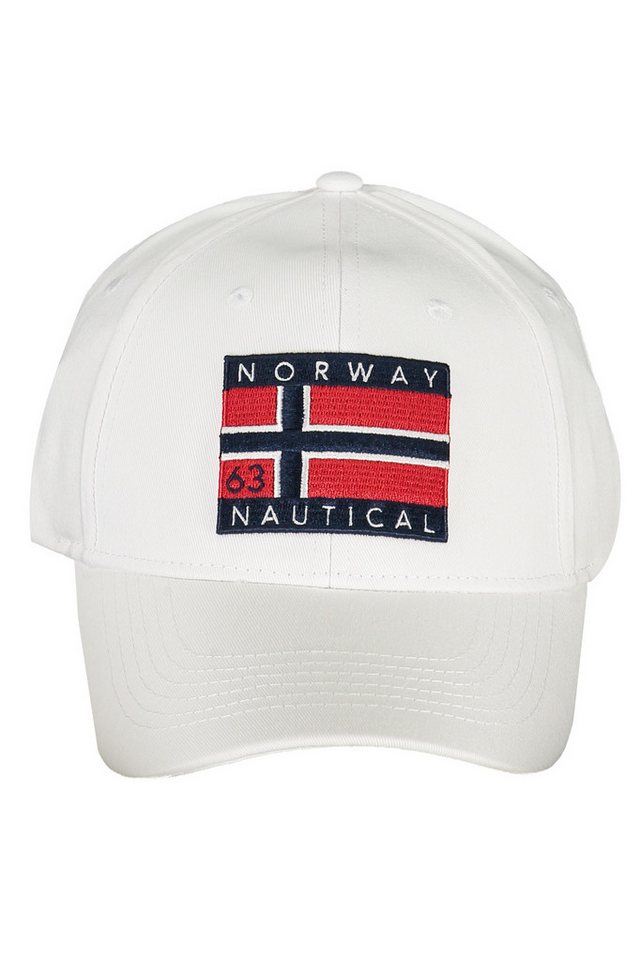 NORWAY 1963 Strickmütze Verstellbare Herren-Basecap in Weiß mit Applikation und Logo von NORWAY 1963