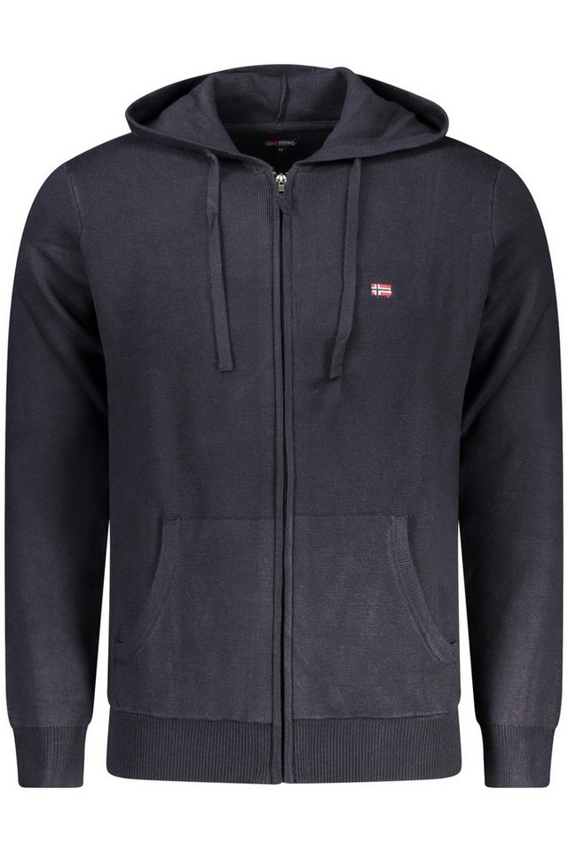 NORWAY 1963 Strickpullover Blaue Herren-Strickjacke mit Kapuze & Stickerei – Norwegen 1963 Stil von NORWAY 1963