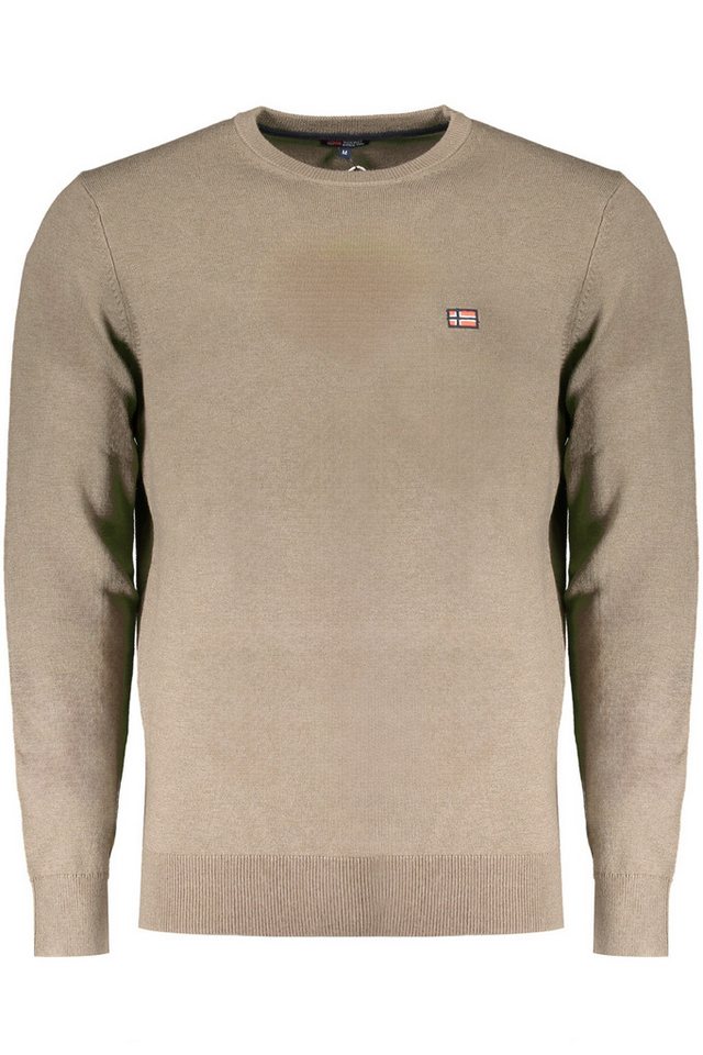 NORWAY 1963 Strickpullover Eleganter Brauner Herrenpullover: Langarmshirt mit Stickerei von NORWAY 1963