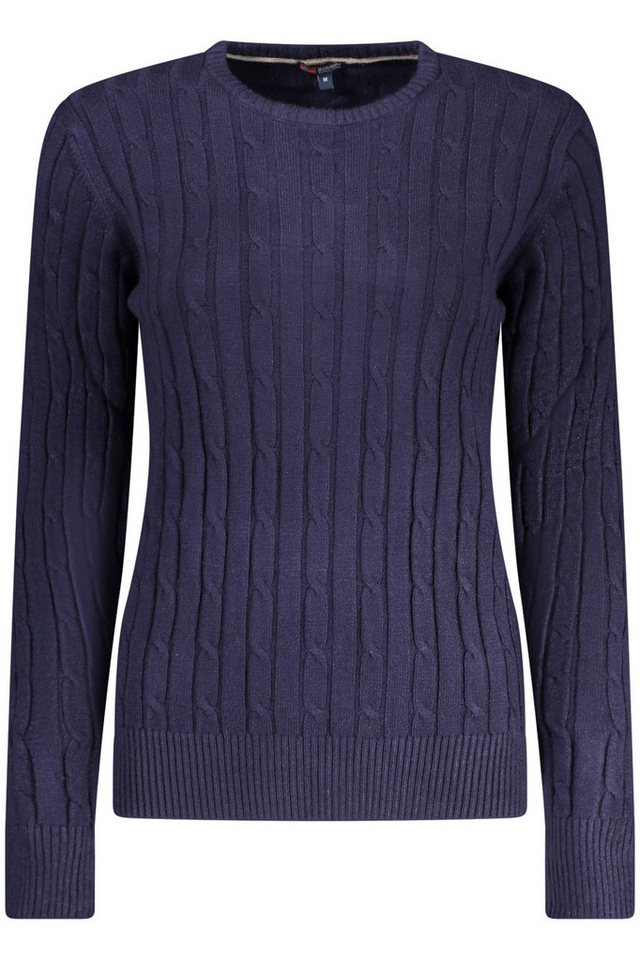 NORWAY 1963 Strickpullover Stylischer Damenpullover in Blau mit Zopfmuster und Rundhalsausschnitt von NORWAY 1963