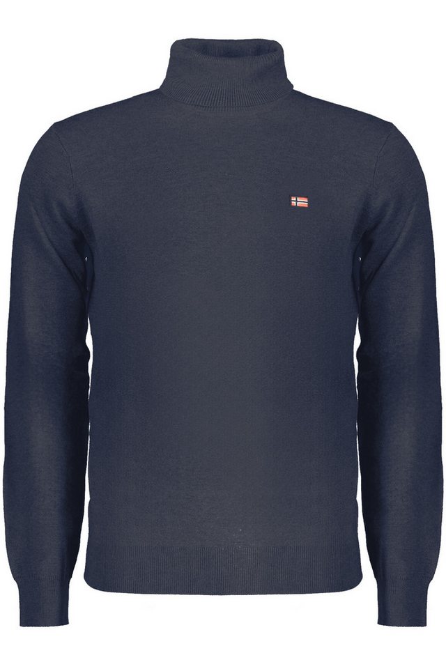 NORWAY 1963 Strickpullover Elegantes Herren Langarmshirt Blau mit Rollkragen und Stickerei von NORWAY 1963