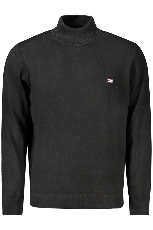 NORWAY 1963 Strickpullover Schwarzes Herren Langarmshirt mit Rollkragen und Stickerei von NORWAY 1963