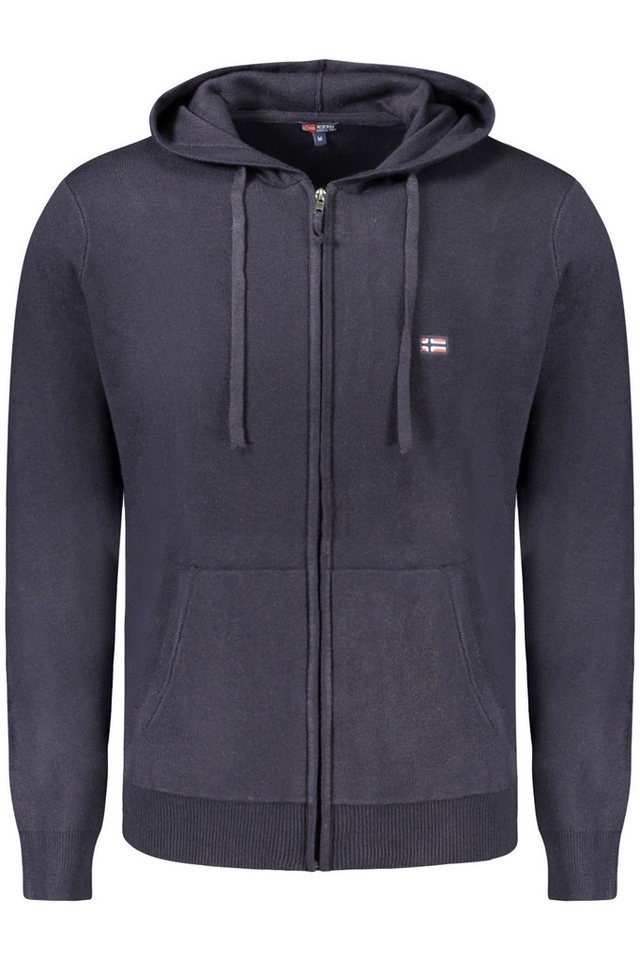 NORWAY 1963 Strickpullover Vintage Herren-Kapuzenstrickjacke in Blau mit Reißverschluss von NORWAY 1963