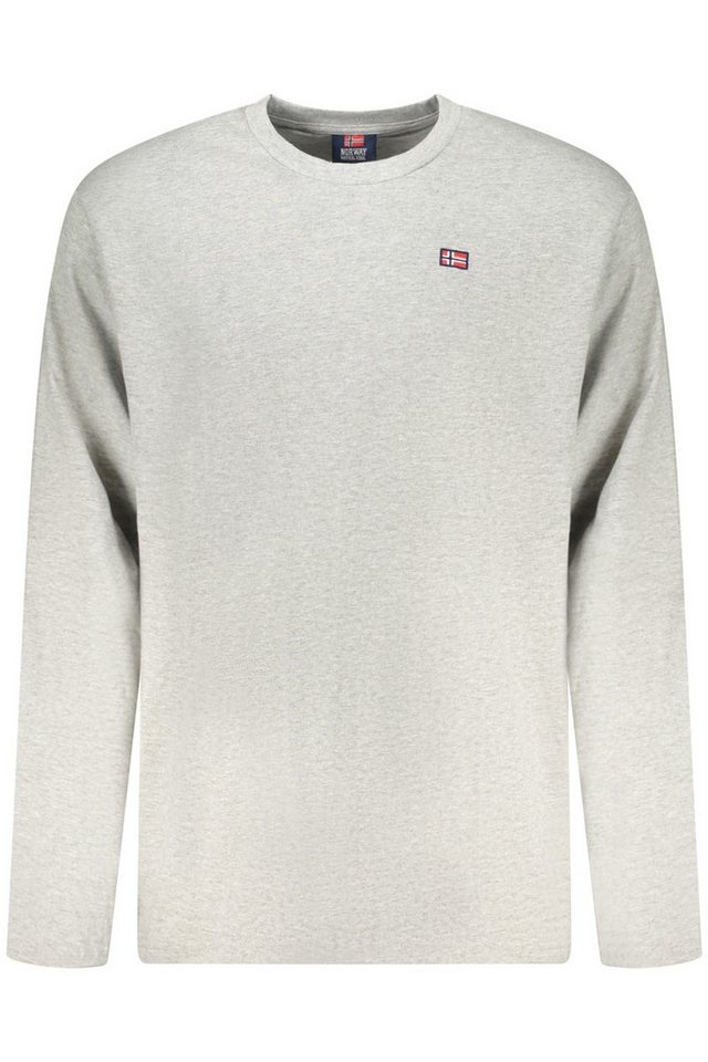NORWAY 1963 T-Shirt Herren Langarmshirt Grau mit Applikation und von NORWAY 1963