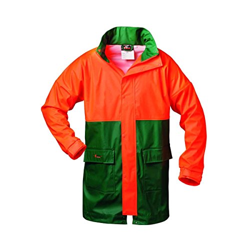 PU-Stretch Forst- Regenjacke PAPPEL grün/orange Gr. XXXL von NORWAY