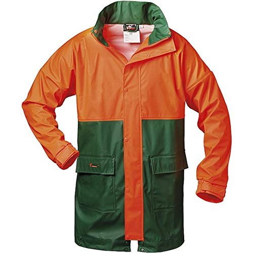 PU-Stretch Forst- Regenjacke PAPPEL grün/orange Gr. XXXL von NORWAY