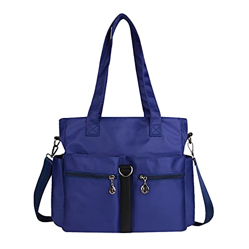 NOTAG Damen Nylon Shopper, Multi Tasche Wasserdichte Schultertasche Groß Multifunktion Umhängetasche für Reise (Blau) von NOTAG
