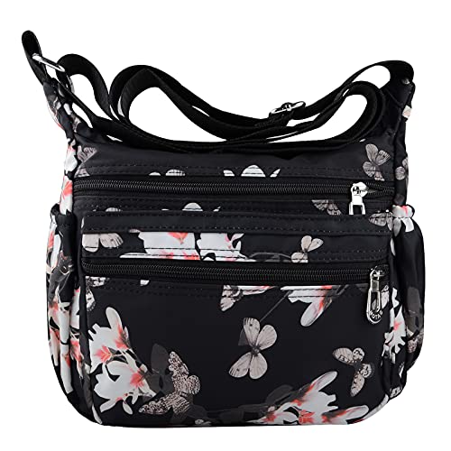 NOTAG Damen Umhängetasche Wasserdicht Nylon Schultertasche Multi Tasche Messengertasche (M) von NOTAG