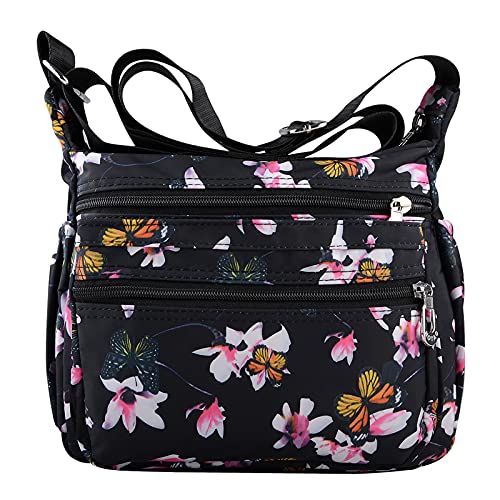 NOTAG Damen Umhängetasche Wasserdicht Nylon Schultertasche Multi Tasche Messengertasche (Pink) von NOTAG