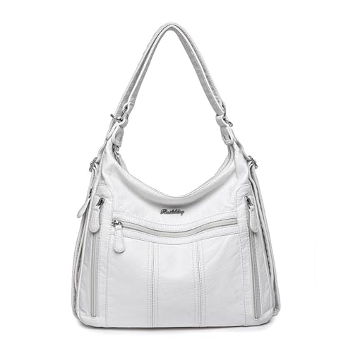 NOTAG Handtasche Damen, Weiches PU-Leder Schultertasche 2 in 1 Rucksack Mehrere Taschen Hobo Tasche Shopper (Beige) von NOTAG