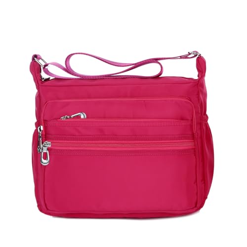 NOTAG Damen Umhängetasche, Wasserdicht Nylon Schultertasche Multi-Tasche Messenger Bag 2 Size (Rosa, S) von NOTAG