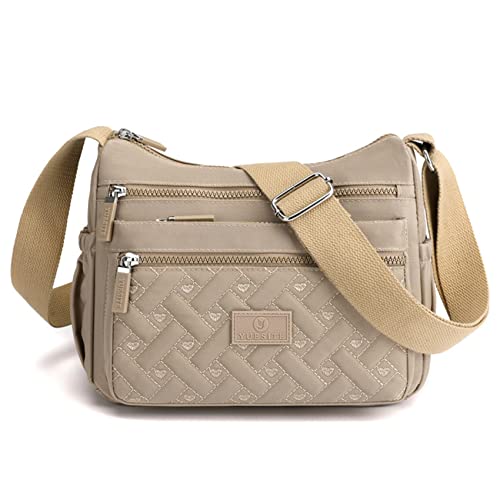 NOTAG Umhängetasche für Damen, wasserdichte Nylon-Umhängetasche, lässige Umhängetasche mit mehreren Taschen, Kuriertasche für Reisen, khaki, Medium von NOTAG