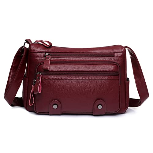 NOTAG Umhängetasche Damen, Leichte Weiche PU Leder Crossbody Schultertasche Multifunktionale Schultertasche Handtasche Messenger Bag (Rot) von NOTAG