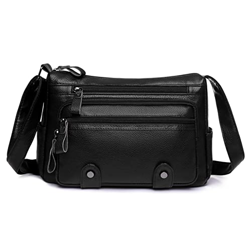 NOTAG Umhängetasche Damen, Leichte Weiche PU Leder Crossbody Schultertasche Multifunktionale Schultertasche Handtasche Messenger Bag (Schwarz) von NOTAG