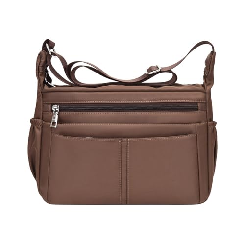 NOTAG Umhängetasche Damen, Leichte mehrere Taschen Schultertasche Sporttasche Casual Wasserdichte Nylon Messenger Bag Reisetasche (Kaffee) von NOTAG