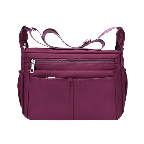 NOTAG Umhängetasche Damen, Leichte mehrere Taschen Schultertasche Sporttasche Casual Wasserdichte Nylon Messenger Bag Reisetasche (Lila) von NOTAG