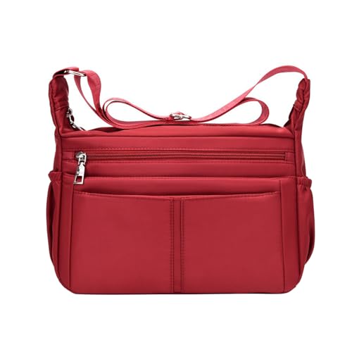 NOTAG Umhängetasche Damen, Leichte mehrere Taschen Schultertasche Sporttasche Casual Wasserdichte Nylon Messenger Bag Reisetasche (Rot) von NOTAG