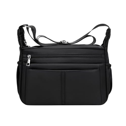NOTAG Umhängetasche Damen, Leichte mehrere Taschen Schultertasche Sporttasche Casual Wasserdichte Nylon Messenger Bag Reisetasche (Schwarz) von NOTAG