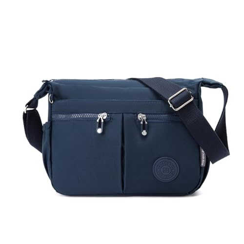 NOTAG Umhängetasche Damen, Wasserdicht Nylon Crossbody Bag Mittelgroß Mehrere Taschen Schultertasche Messenger Bag (Marineblau) von NOTAG