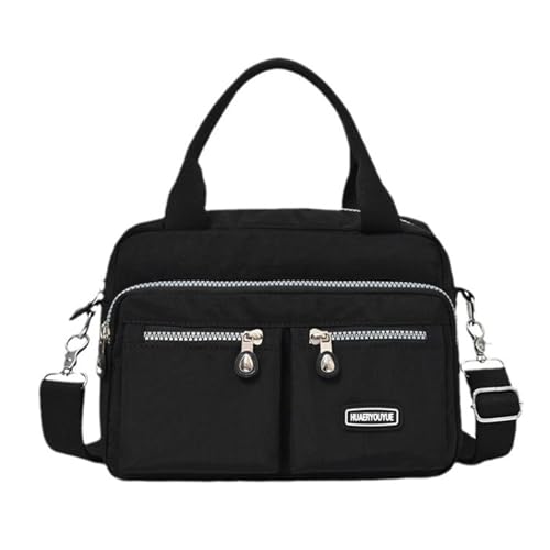 NOTAG Umhängetasche Damen, Wasserdicht Nylon Schultertasche Klein Henkeltasche mit Mehrere Taschen (Schwarz) von NOTAG