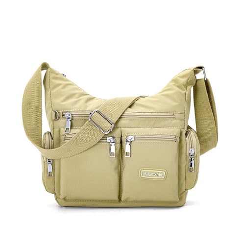 NOTAG Umhängetasche Damen Leichte Mehrfach-Taschen Handtasche Wasserdicht Nylon Damen Sportliche Schultertasche (Beige) von NOTAG