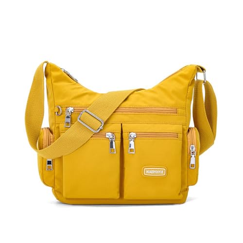 NOTAG Umhängetasche Damen Leichte Mehrfach-Taschen Handtasche Wasserdicht Nylon Damen Sportliche Schultertasche (Gelb) von NOTAG