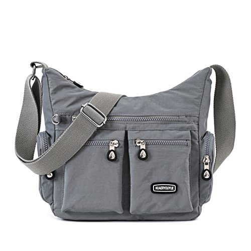 NOTAG Umhängetasche Damen Leichte Mehrfach-Taschen Handtasche Wasserdicht Nylon Damen Sportliche Schultertasche (Grau) von NOTAG