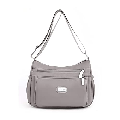 NOTAG Umhängetasche damen, Leichte Casual Schultertasche Multi-Pocket Wasserdicht Nylon Messenger Bags Sporttasche (Grau) von NOTAG