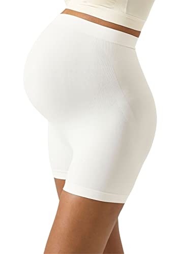 NOTHING FITS BUT Women's The Bump Support Contour Bodyshort, Everyday Dehnbare Stillform Wear, Mom to Be Active Wear, Groß, Weiß von NOTHING FITS BUT