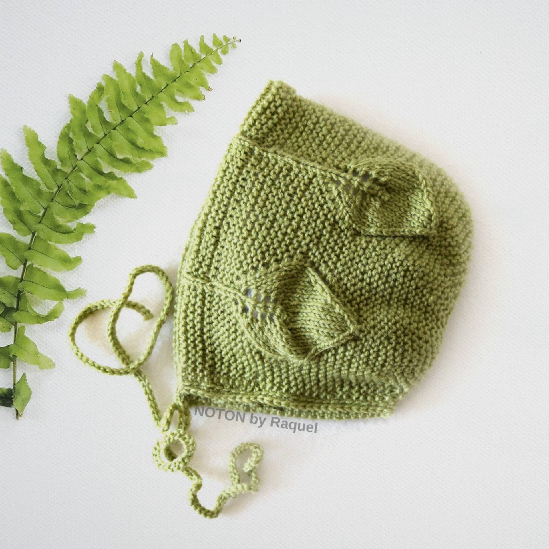 Grünes Blatt Baby Mütze Mädchen, 3-6 Monate, Von Noton Raquel Für Kinder von NOTONbyRaquelKIDS