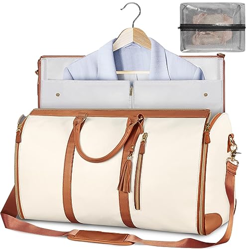 Kleidersäcke für Reisen für Damen, Umwandelbarer Handgepäck-Kleidersack,Sporttasche Damen, 2-in-1 zum Aufhängen (beige) von NOTRYA