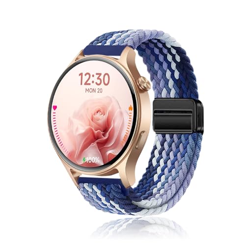NOUKAJU Armband für Fitpolo AR-01/DR06, atmungsaktives, geflochtenes Nylonband, verstellbares Armband, für Damen und Herren, Ersatzarmband für Fitpolo DR06 Smartwatch (Blaubeere) von NOUKAJU